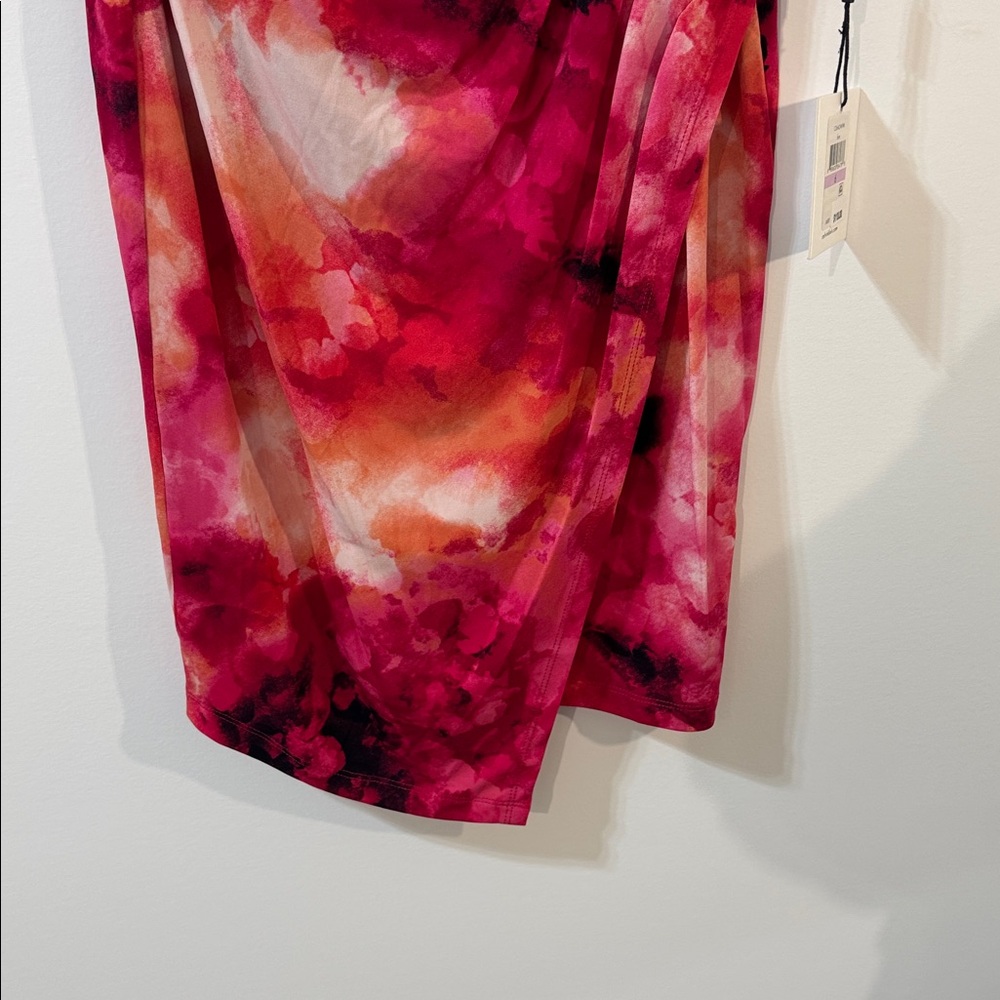 Calvin Klein Asymmetrical Colorful Red and Black Dress - Size 6 - Picture 3 of 8